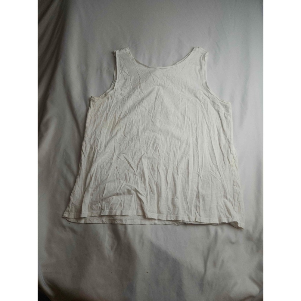 Loft Womens White Cotton Slub Knit Tank Top Twisted Back Detail Size L